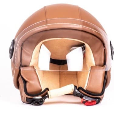 Mediterian Kahverengi Deri Açık Kask, Şık ve Hafif Tasarım, Güvenle Kullanım 2