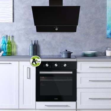 Kumtel Duvar Tipi Davlumbaz Siyah Cam Gövde LED Aydınlatma ve Yıkanabilir Yağ Filtresi 2