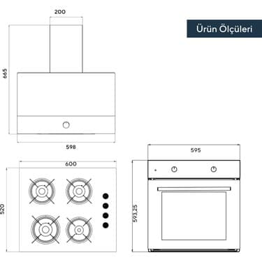 Kumtel Kristal Seri Cam Yüzey Ankastre Set Antrasit Gri Modern Mutfaklara Uygun Şık Tasarım 5