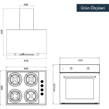 Kumtel Dinamik Siyah Ankastre Set (B66 S2 + KO-410 BF + DA6-833) 5