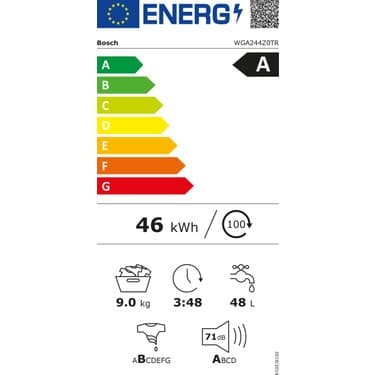 Bosch WGA244Z0TR Serie 4 A Enerji Sınıfı 9 Kg 1400 Devir Çamaşır Makinesi 8