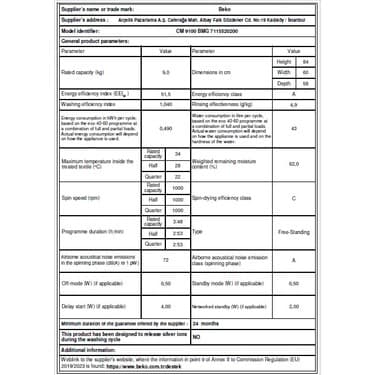 Beko cm 9100 Bmg A Çamaşır Makinesi 7