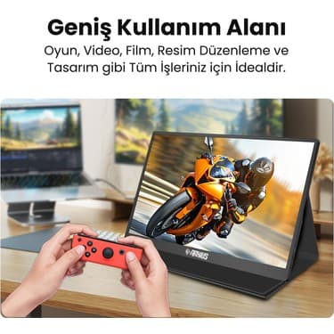 Raxius RXM6144 15.6" Fhd 5ms144Hz Type-C Telefon&oyun Konsolu Uyumlu Metal Kasa Taşınabilir Monitör 3