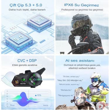 Ensiga 6 Kişi Eşleşmeli 2 Kişi Uyumlu Konuşmalı Motosiklet Intercom 500M Mesafeli Müzik Paylaşımlı 4