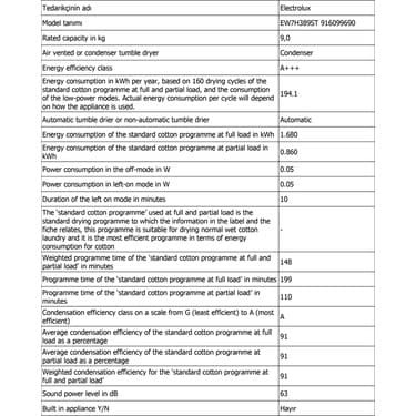 Electrolux EW7H389ST Camasır Kurutma Isı Pompalı 6