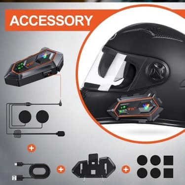 Always Teknoloji 2 Adet Y20 2x 1000M Telsiz Mesafeli Özellikli 2 Kişi Bağlantılı Bluetooth Kask Kulaklık 4