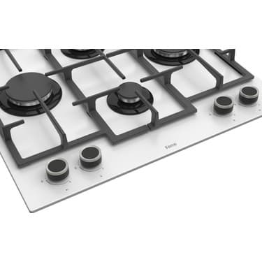 Ferre LN386 Beyaz Cam Ankastre Ocak (Döküm Izgara) 5