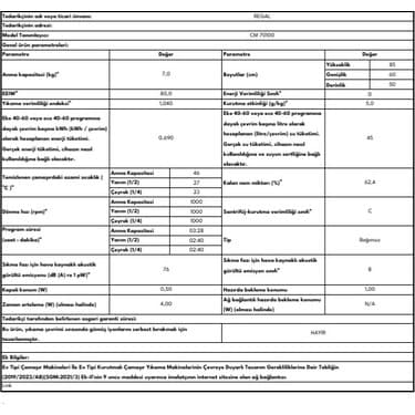 Regal CM 70100 600 Devir 7 kg Çamaşır Makinesi 3