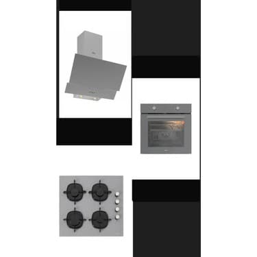 Esty Silverline- Turbo Fırın Resetli Davlumbaz Ankastre Set( 3480 Slv CS5335S01 AEF6601S01) 2