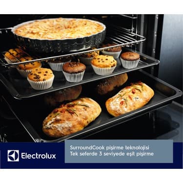 Electrolux KODEF70X Steambake Buhar Ilaveli Katalitik Temizleme Sistemli 72 Lt Xxl Dekorlu Siyah Cam Ankastre Fırın 2