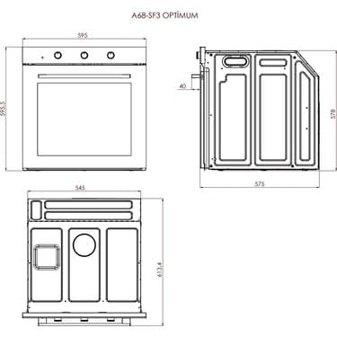 Luxell A68-SF3 Siyah Optimum 7 Program 77 Litre Ankastre Fırın 2