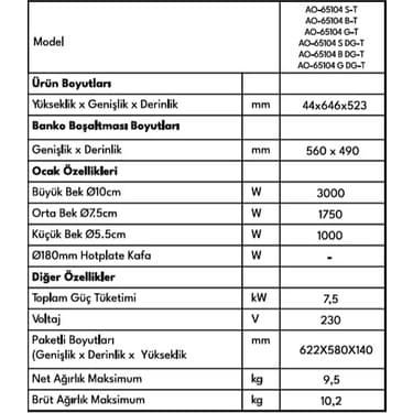Vestel AO-65104 B-Dg-T 65 cm 4 Gözü Gazlı Ankastre Ocak 5