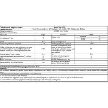 Vestel BM 5001 5 Programlı E Sınıfı Retro Pembe Bulaşık Makinesi 5