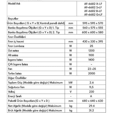 Vestel AF-6682 S-Lf Fırın 7