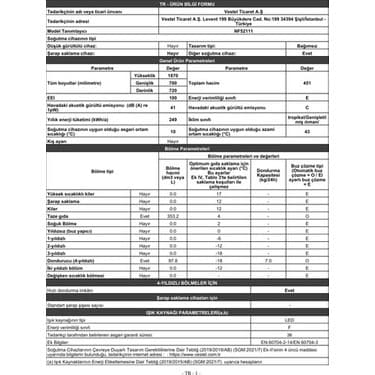 Vestel NF52111 451 Lt E Enerji Sınıfı No-Frost Buzdolabı 5