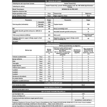 Vestel NF60022 Ex Gı Pro Wıfı 523 Lt D Enerji Sınıfı No-Frost Buzdolabı 5