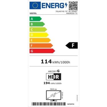 Vestel 70UA9740 70'' 177 Ekran Uydu Alıcılı 4K Ultra HD Smart Android LED TV 8