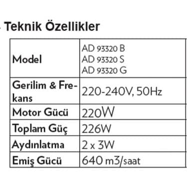 Vestel AD-93320 G Gri Eğimli Davlumbaz Dokunmatik Kontrol ile 640 m3/saat Yüksek Emiş Gücü 4