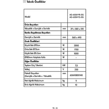 Vestel AO-6004 Ys-Dg 60 cm 4 Gözü Gazlı Ankastre Ocak 6