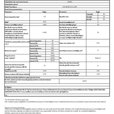 Vestel CMI 98242 GI Pro WIFI 9 Kg 1400 Devir Çamaşır Makinesi 7