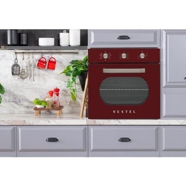Vestel AF-6682 Retro Bordo 69 Lt A Enerji Sınıfı Ankastre Fırın 2