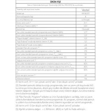 Vestel  KM 106301 10 kg Kurutma Makinesi 2