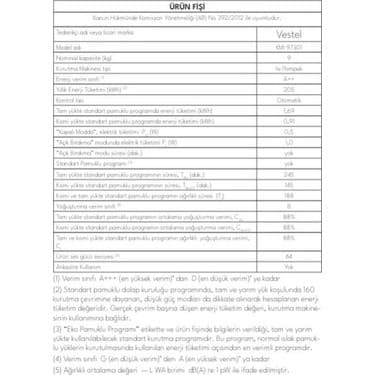 Vestel KM 97302 WIFI 9 Kg Kurutma Makinesi 3