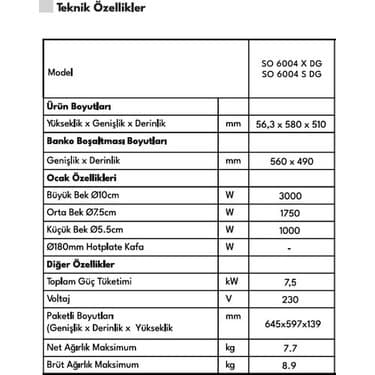 Vestel SO-6004 S Dg Set Üstü Ocak 5