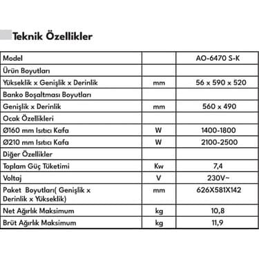 Vestel AO-6470 S-K Ankastre Ocak - Şık ve Fonksiyonel Mutfak Çözümü 6