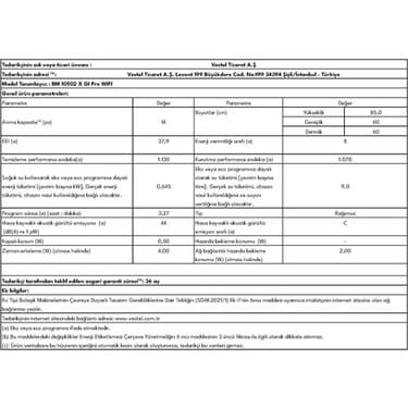 Vestel BM 10502 X GI Pro 10 Programlı Bulaşık Makinesi 7