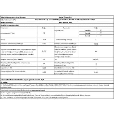 Vestel BMA 4202 X WIFI 4 Programlı Ankastre Bulaşık Makinesi 7