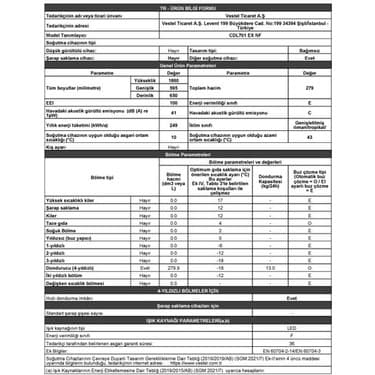 Vestel CDL701 Ex Nf 279 lt Çekmeceli Dikey Derin Dondurucu 6