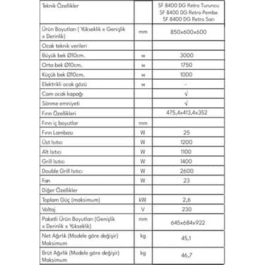 Vestel Sf 8400 Dg Retro Pembe Solo Fırın 3