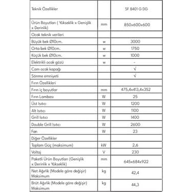 Vestel Sf 8401 G Dg Solo Fırın 8