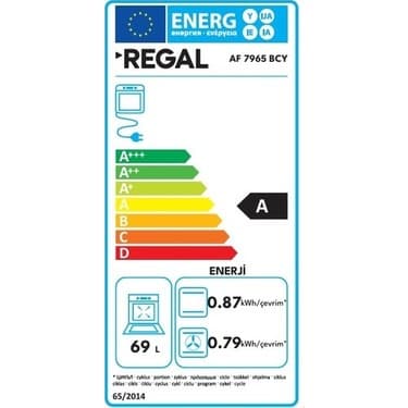 Regal AF 7965 BCY A Enerji Sınıfı Elektroturbo Ankastre Fırın 6