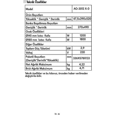 Vestel AO-3012 X-D Ankastre Siyah Ocak - Doğalgazlı 6