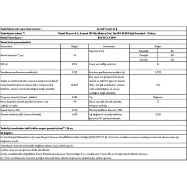 Vestel BM 5312 X WIFI Bulaşık Makinesi 7