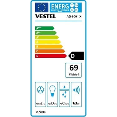 Vestel AD-6001 X Piramit Şekil Ankastre Davlumbaz 291 m³/s Hava Debisi Mekanik Kontrol 3