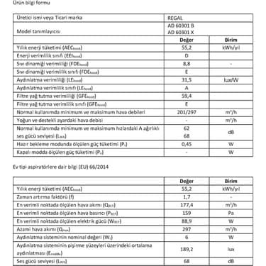 Regal AD 60301 X Ankastre Davlumbaz - 60 cm, Inox, Yıkanabilir Filtre 7