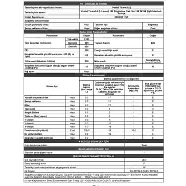 Vestel CDL601 E NF 226 Lt E Enerji Sınıfı Çekmeceli Dikey Derin Dondurucu 5
