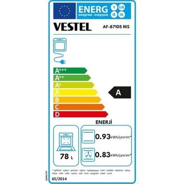 Vestel AF-87105 MS 78 Lt A Enerji Sınıfı Ankastre Fırın 6