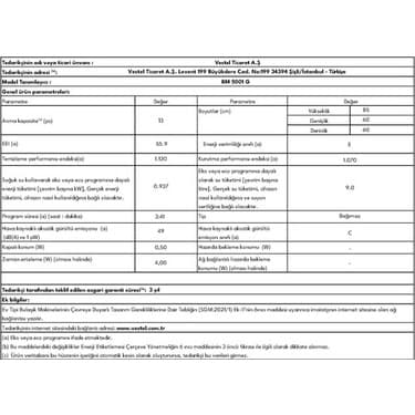 Vestel BM 5001 G 5 Programlı Bulaşık Makinesi 8