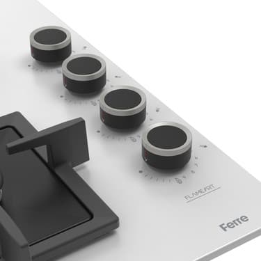 Ferre SC206 Beyaz Cam Ankastre Ocak (Döküm Izgara) 2