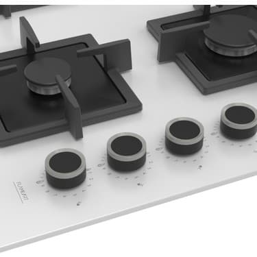 Ferre SC406 65 cm Wok Gözlü Beyaz Cam Ankastre Ocak (Döküm Izgara) 2