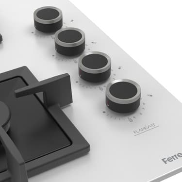 Ferre SC406 65 cm Wok Gözlü Beyaz Cam Ankastre Ocak (Döküm Izgara) 4