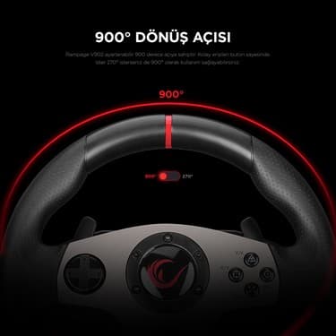 Rampage V902 Oyuncu Direksiyon Pc 3 Pedallı Oyuncu Direksiyonu - ( Sadece Pc Uyumlu ) 3