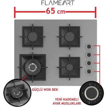 Ferre Flameart Sc Serisi Gri Set (SC408-WFA + XE63CPR +D079 ) - 65 Cm'lik Kare Döküm Izgara-Wok 3