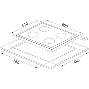 Alveus Gls 640 Siyah Ankastre Cam Ocak 2