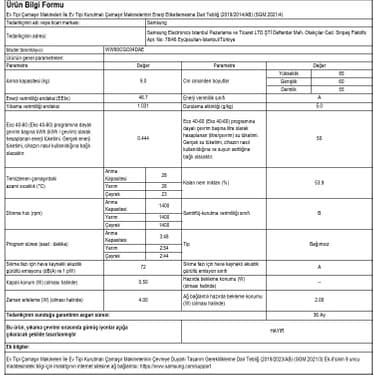 Samsung WW90CGC04DAEAH 9 Kg 1400 devir Çamaşır Makinesi, Dahili Wi-Fi, Eco Bubble Yıkama Teknolojisi 8