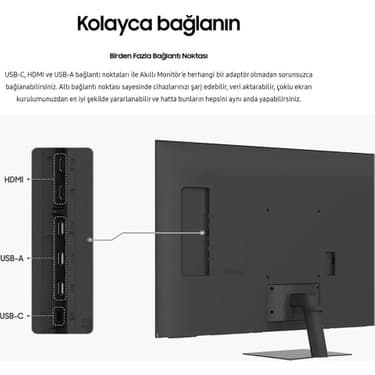 Samsung 43” 109CM UHD Akıllı Smart Monitör TV 4K Ultra HD Görüntü Şık Ince Tasarım + Logitech Kablosuz Klavye 3